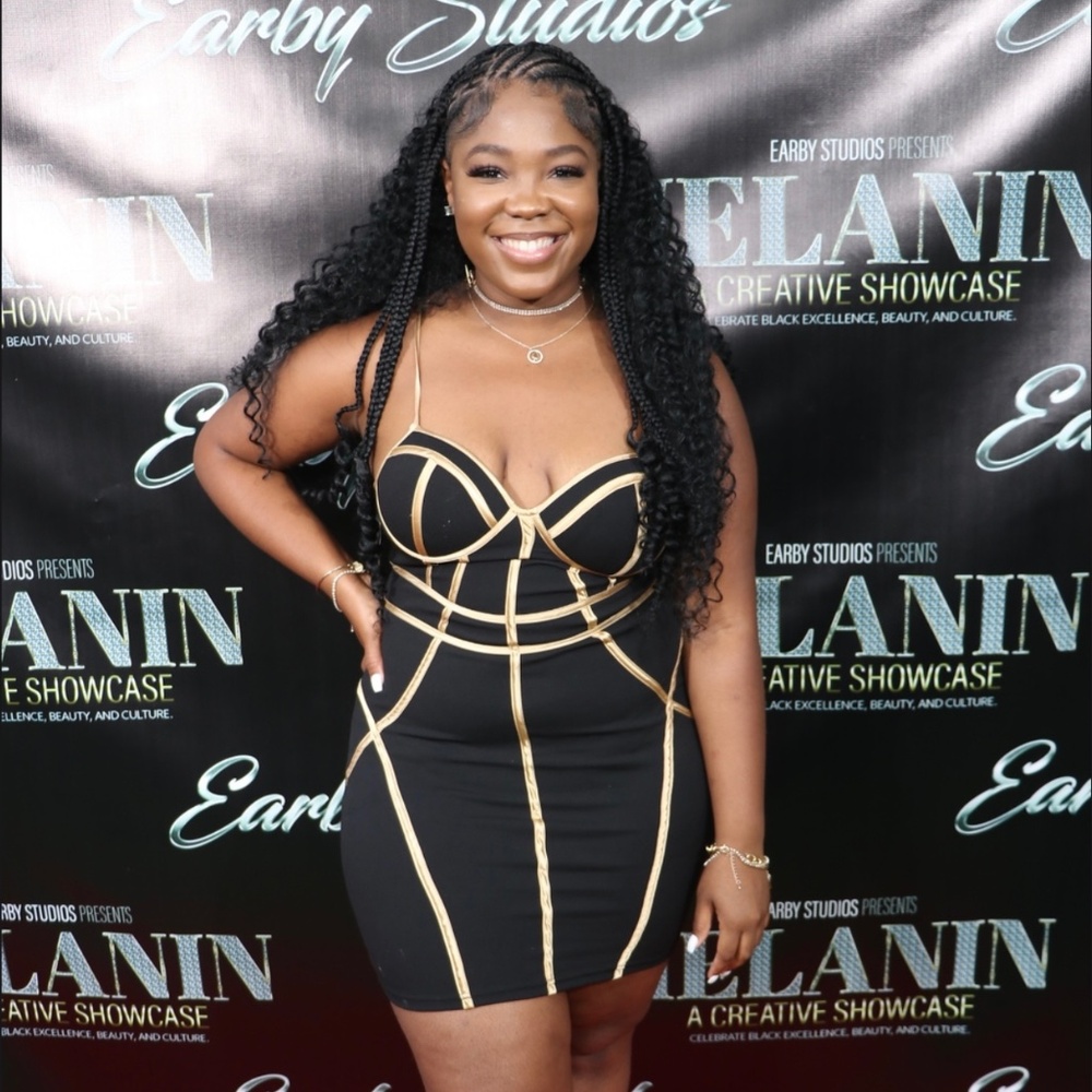 Blashe Black and Gold Bodycon Bandage Dress